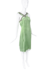 Christian Dior x Galliano Green Embroidered Crystal Asymmetric Strap Midi Dress Resort 2008