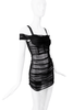 Danielle Guizio Black Mesh Ruched Mini Dress