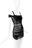 Danielle Guizio Black Mesh Ruched Mini Dress