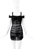Danielle Guizio Black Mesh Ruched Mini Dress