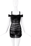 Danielle Guizio Black Mesh Ruched Mini Dress
