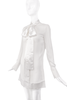 Givenchy White Chiffon Silk Trim & Bow Necktie Sheer Longsleeve Blouse Dress