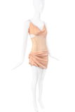 KNWLS London Nude Mesh Sheer Cut Out Ruched Dress
