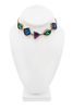Saint Laurent Gold Blue Green Purple Geometric Gemstone Link Necklace