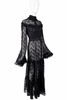 Mikhael Tal Black Lace Ruffle Collar Victorian Gown