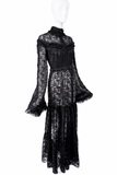 Mikhael Tal Black Lace Ruffle Collar Victorian Gown
