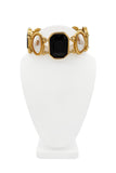 Givenchy Gold Black Gemstone Pearl Link Choker Necklace