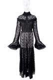 Mikhael Tal Black Lace Ruffle Collar Victorian Gown