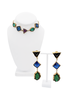 Saint Laurent Gold Blue Green Purple Geometric Gemstone Link Necklace