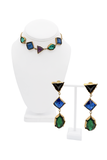 Saint Laurent Gold Blue Green Purple Geometric Gemstone Link Necklace