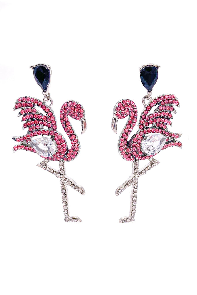 Vintage Flamingo Rhinestone Earrings