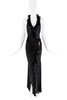 Roberto Cavalli Black Ruffle Sheer Wrap Tie Halter Dress Gown
