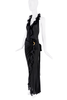 Roberto Cavalli Black Ruffle Sheer Wrap Tie Halter Dress Gown