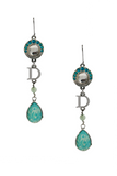 Christian Dior Silver Blue Gemstone Bead Logo Teardrop Earrings Resort 2008