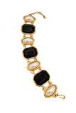 Givenchy Gold Black Gemstone Pearl Link Choker Necklace