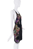 Roberto Cavalli Black Pink Blue Multicolor Beaded Paisley Fringe Dress