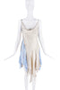 Y-Project White Silk Blue Lace Layered Drape Asymmetric Dress