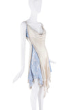 Y-Project White Silk Blue Lace Layered Drape Asymmetric Dress