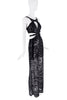 Roberto Cavalli Black Lace Sequin Zebra Print Cut Out Halter Dress Gown