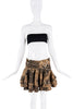 Roberto Cavalli Brown Black Gold Floral Embroidered Ruffle Skirt