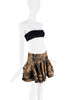 Roberto Cavalli Brown Black Gold Floral Embroidered Ruffle Skirt