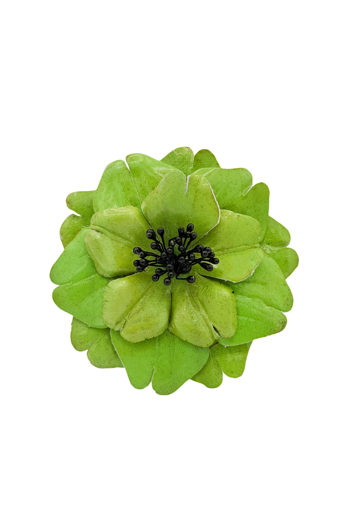 Vintage Green Black Three Layer Petal Flower Broach Accessory