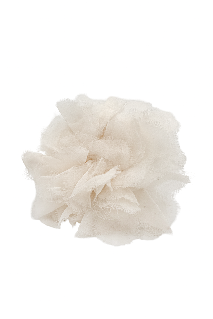 Vintage White Ivory Delicate Silk Chiffon Flower Broach Accessory