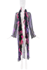 Roberto Cavalli Purple Black Pink Sheer Abstract Print Feather Robe Shawl