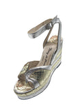 Terry de Havilland Gold Snake Silver Metallic "Marianne" Wedge Platforms Size 37