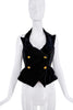 Vivienne Westwood Black Velvet Gold Button Orb Logo Vest & Pencil Skirt Set