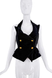 Vivienne Westwood Black Velvet Gold Button Orb Logo Vest & Pencil Skirt Set