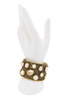 Chanel Gold Chain Mesh Pearl Cluster Embellished Logo Cuff Bracelet