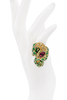 Roberto Cavalli Gold Green Enamel Pink Gemstone Snake Ring