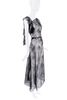 RE:Muse Black Sheer Lace Ruffle Patterned Dress Gown