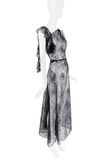 RE:Muse Black Sheer Lace Ruffle Patterned Dress Gown