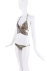 Roberto Cavalli Black Brown Iridescent Cross String Cut Out Bikini Swimsuit