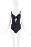 Honey Bridgette Black Lace Up Cut Out One Piece Swimsuit