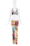Jean Paul Gaultier Blue Red Multicolor Floral Nature Print Set