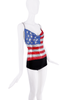 Vintage Silver Chainmail Red Blue American Flag Open Back Tank Top