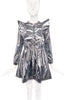Sonia Rykiel Silver Metallic Gray Ruffle Shoulder Baby Doll Space Dress