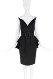Thierry Mugler Black Vampire Peplum Belt Bustier Corset Dress