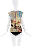 Roberto Cavalli Yellow Blue Multicolor Versailles Violin Print Top SS2003