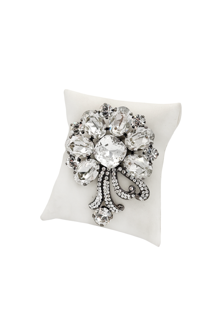 Dolce & Gabbana Silver Crystal Rhinestone Flower Broach