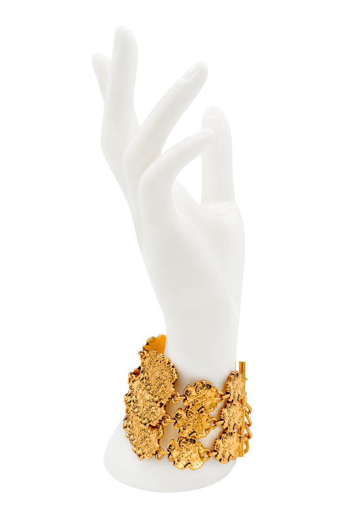 Oscar De La Renta Gold Leaf Embellished Link Bracelet