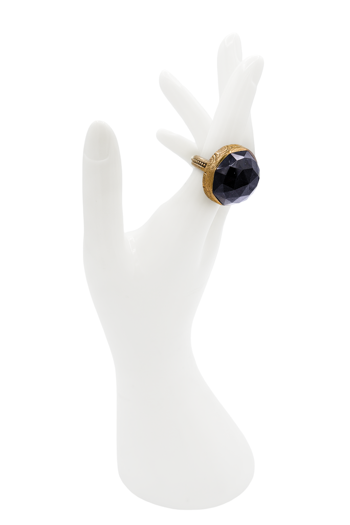 Stephen Dweck Gold Purple Dome Textured Gemstone Embellished Cocktail Ring