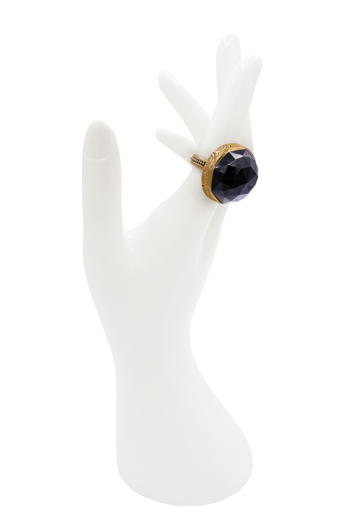 Stephen Dweck Gold Purple Dome Textured Gemstone Embellished Cocktail Ring