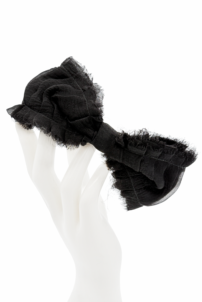 Vintage Black Chiffon Bow Broach Accessory