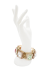 Nina Ricci Gold Lucite Green Pink Clear Gemstone Cube Link Bracelet