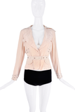 Gucci Baby Pink Silk Satin Studded Belt Blazer Jacket