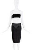 Gucci Black Suede Paneled Wrap Pencil Midi Skirt